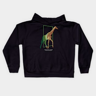 Giraffe walks through a Warp Portal Kids Hoodie